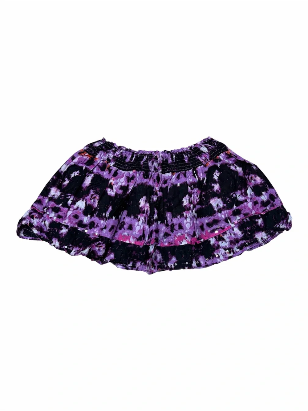 Justice Size 18 Purple Black Tiered Sequin Trim Skort Cotton Blend Girls